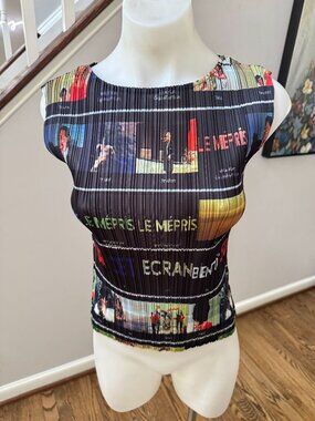 ALPHA60 Alpha 60 Graphic Pleated Scrunch Tank Top Size XS